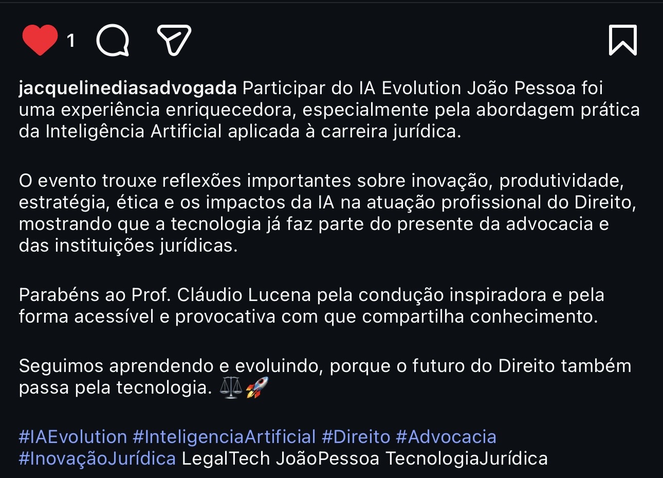 Depoimento de Jacqueline Dias, Advogada — IA Evolution João Pessoa