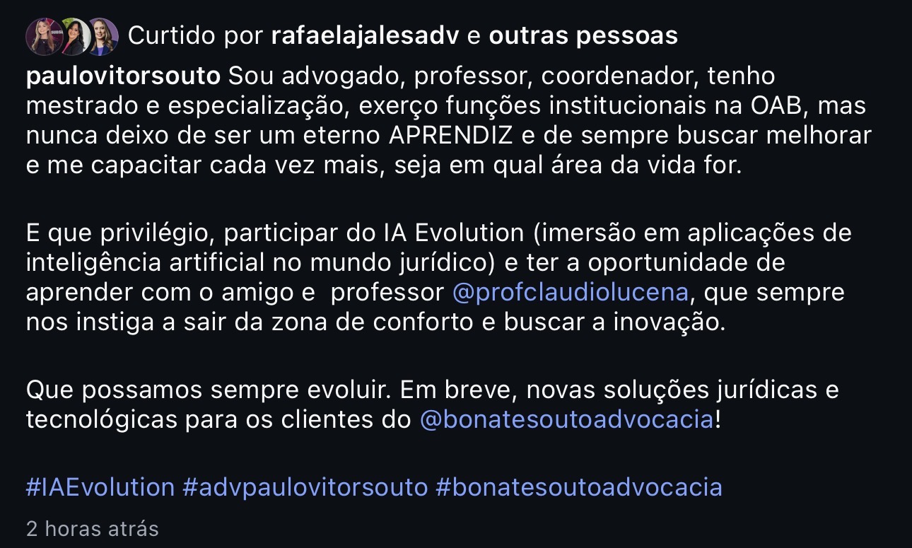 Depoimento de Paulo Vitor Souto, Advogado